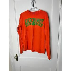 Vintage Y2K Abercrombie & Fitch Logo Long Sleeve T-shirt Orange Green Lucky